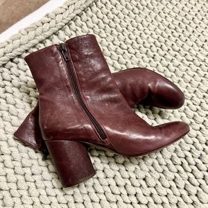 Free People burgundy leather booties. Size 8